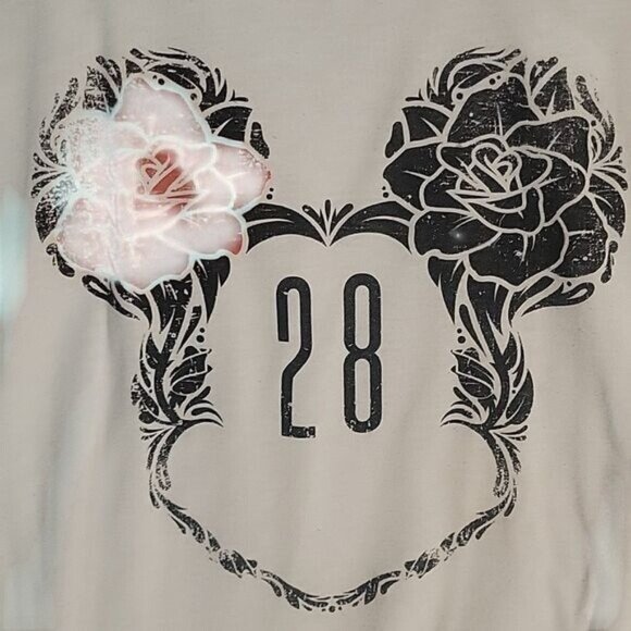 Disney Neff Womens White Tank Top With Floral Mickey Ears & 28 Graphic - Size L - Picture 3 of 4